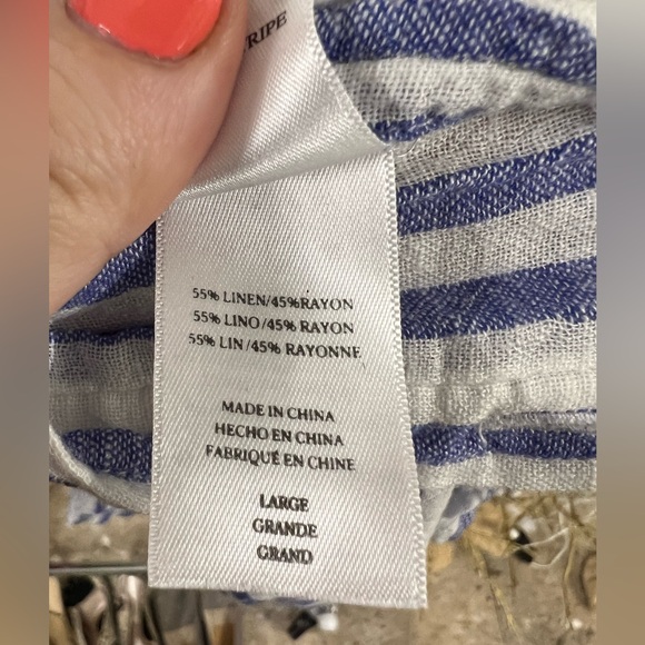 Rails Size Large Blue and White Button Down Linen - Picture 5 of 6